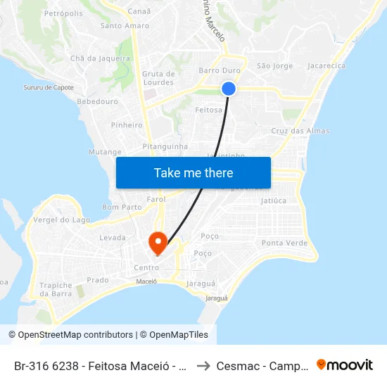 Br-316 6238 - Feitosa Maceió - Al Brasil to Cesmac - Campus IV map