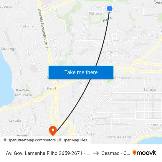 Av. Gov. Lamenha Filho 2659-2671 - Feitosa Maceió - Al Brasil to Cesmac - Campus IV map