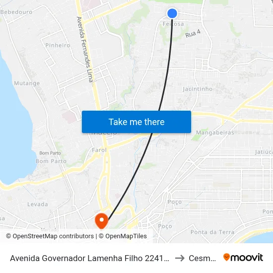 Avenida Governador Lamenha Filho 2241-2307 - Feitosa Maceió - Al 57043-600 República Federativa Do Brasil to Cesmac - Campus IV map