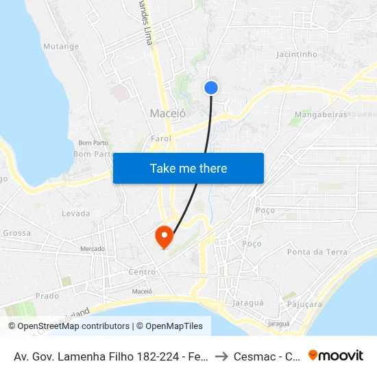 Av. Gov. Lamenha Filho 182-224 - Feitosa Maceió - Al Brasil to Cesmac - Campus IV map
