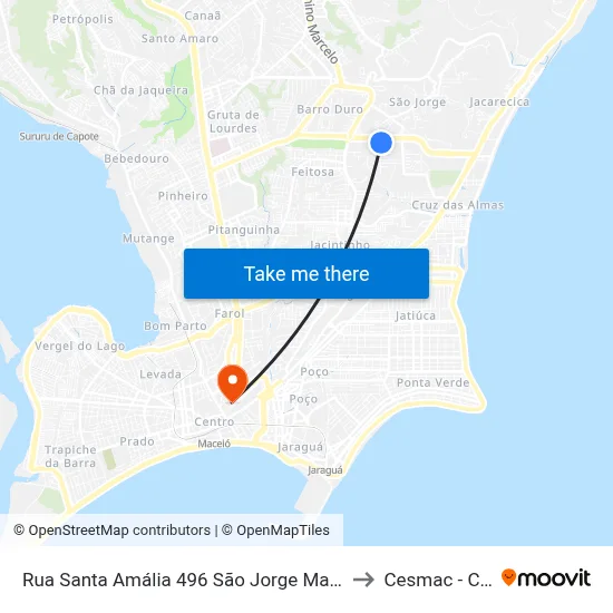 Rua Santa Amália 496 São Jorge Maceió - Al 57045-160 Brasil to Cesmac - Campus IV map