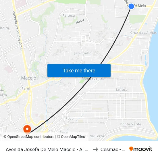Avenida Josefa De Melo Maceió - Al República Federativa Do Brasil to Cesmac - Campus IV map