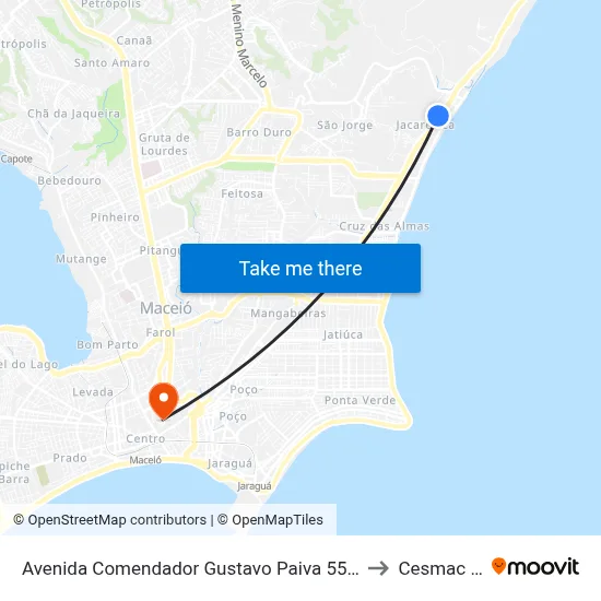 Avenida Comendador Gustavo Paiva 5591-5747 - Cruz Das Almas Maceió - Al Brasil to Cesmac - Campus IV map