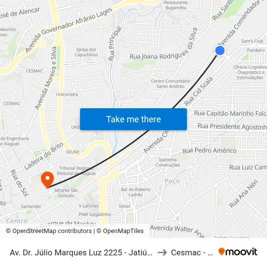 Av. Dr. Júlio Marques Luz 2225 - Jatiúca Maceió - Al 57035-700 Brasil to Cesmac - Campus IV map