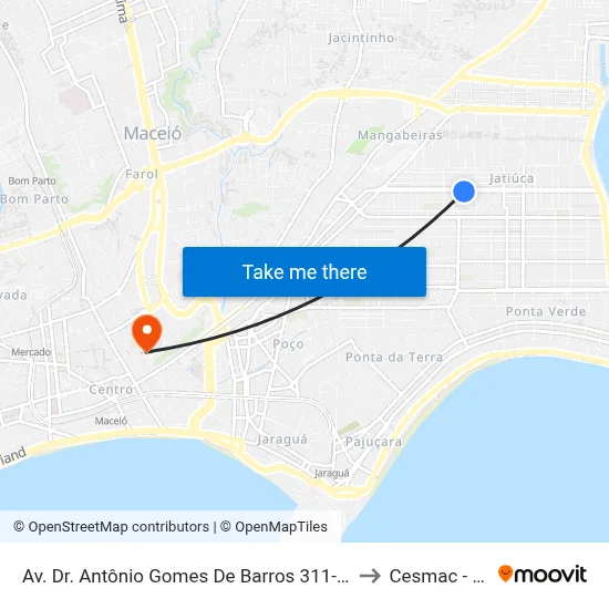 Av. Dr. Antônio Gomes De Barros 311-397 - Jatiúca Maceió - Al Brasil to Cesmac - Campus IV map