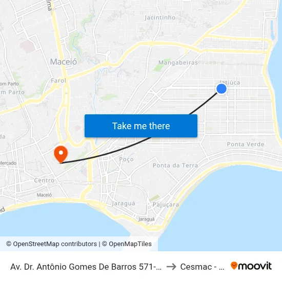 Av. Dr. Antônio Gomes De Barros 571-579 - Jatiúca Maceió - Al Brasil to Cesmac - Campus IV map