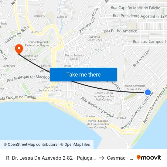 R. Dr. Lessa De Azevedo 2-82 - Pajuçara Maceió - Al 57030-180 Brasil to Cesmac - Campus IV map