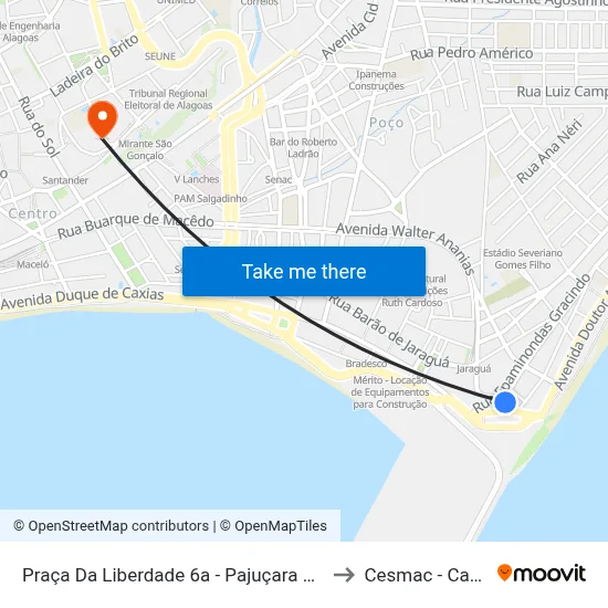 Praça Da Liberdade 6a - Pajuçara Maceió - Al Brasil to Cesmac - Campus IV map