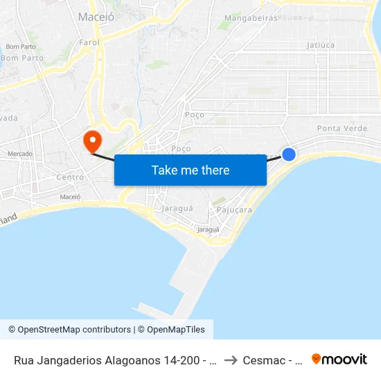 Rua Jangaderios Alagoanos 14-200 - Ponta Verde Maceió - Al Brasil to Cesmac - Campus IV map