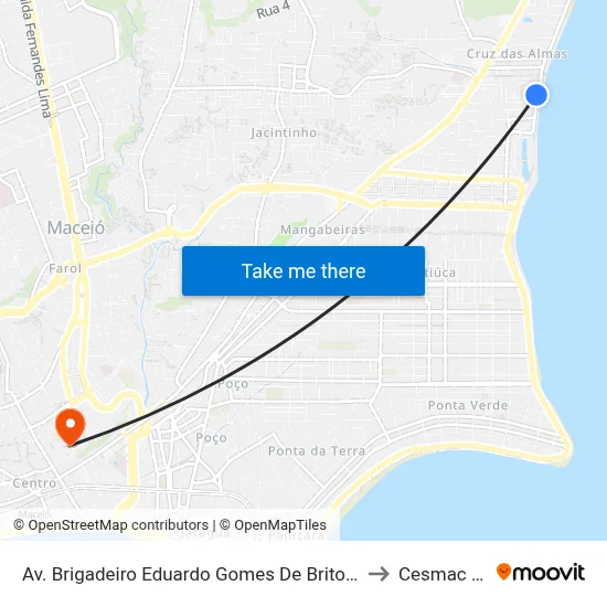 Av. Brigadeiro Eduardo Gomes De Brito 104 - Cruz Das Almas Maceió - Al Brasil to Cesmac - Campus IV map
