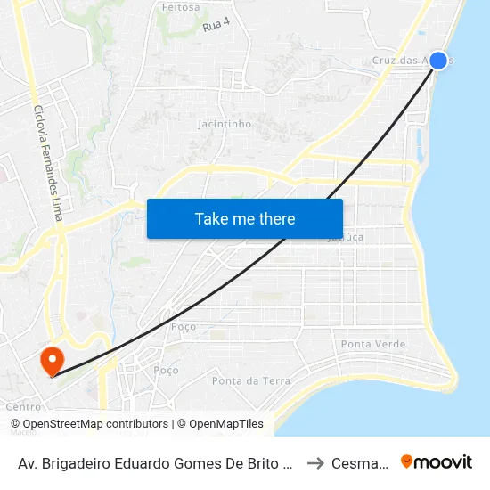 Av. Brigadeiro Eduardo Gomes De Brito 846-962 - Cruz Das Almas Maceió - Al 57038-230 Brasil to Cesmac - Campus IV map