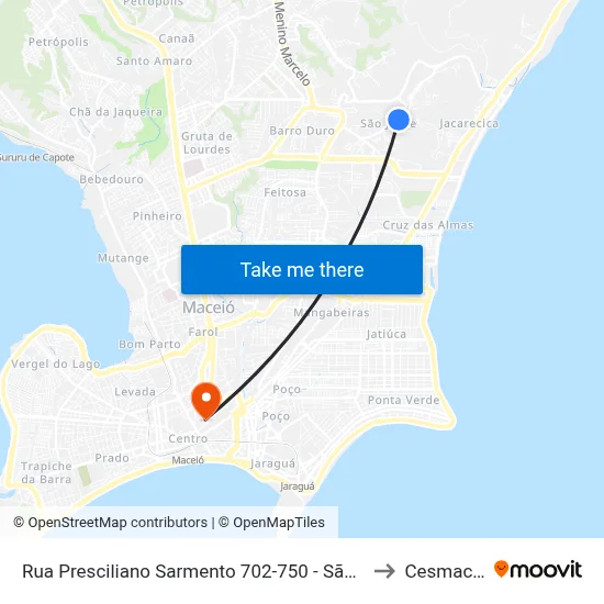 Rua Presciliano Sarmento 702-750 - São Jorge Maceió - Al República Federativa Do Brasil to Cesmac - Campus IV map