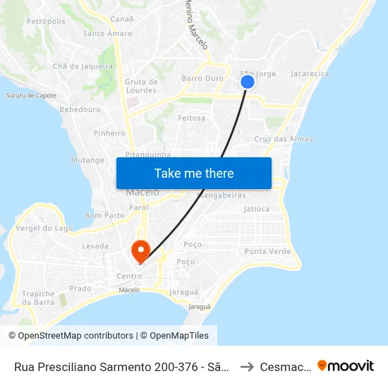 Rua Presciliano Sarmento 200-376 - São Jorge Maceió - Al República Federativa Do Brasil to Cesmac - Campus IV map