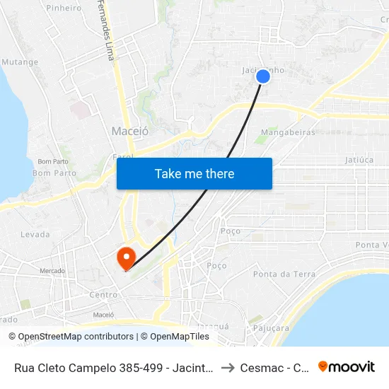 Rua Cleto Campelo 385-499 - Jacintinho Maceió - Al Brasil to Cesmac - Campus IV map