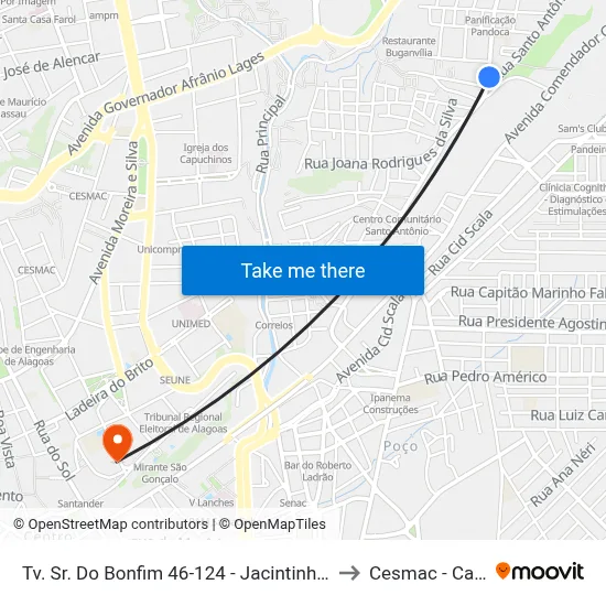 Tv. Sr. Do Bonfim 46-124 - Jacintinho Maceió - Al Brasil to Cesmac - Campus IV map
