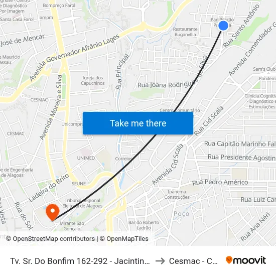 Tv. Sr. Do Bonfim 162-292 - Jacintinho Maceió - Al Brasil to Cesmac - Campus IV map