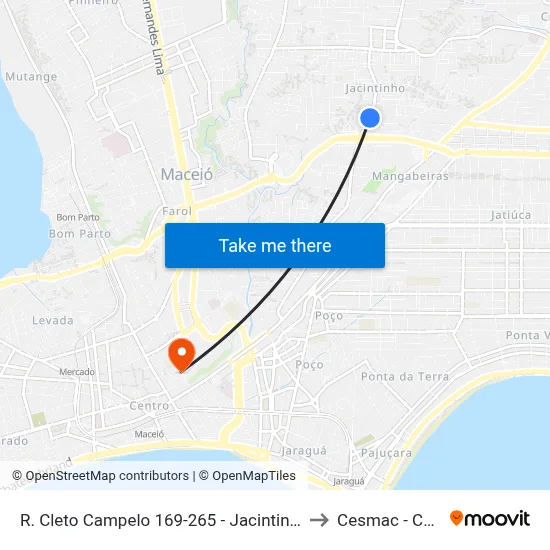 R. Cleto Campelo 169-265 - Jacintinho Maceió - Al Brasil to Cesmac - Campus IV map