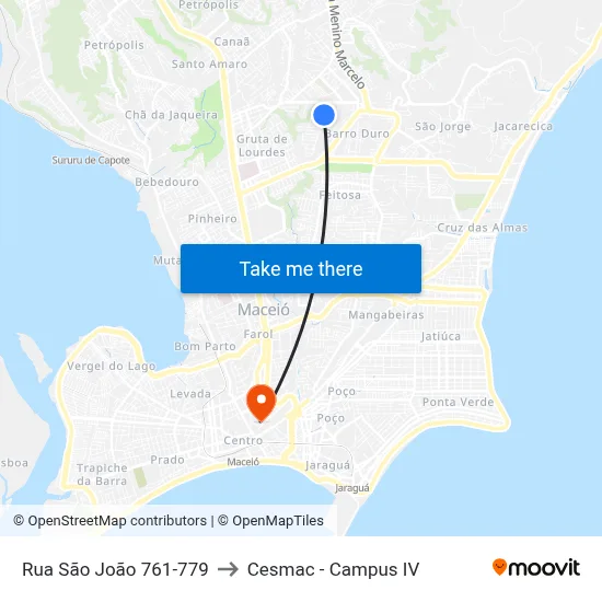 Rua São João 761-779 to Cesmac - Campus IV map