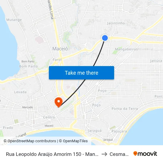 Rua Leopoldo Araújo Amorim 150 - Mangabeiras Maceió - Al República Federativa Do Brasil to Cesmac - Campus IV map