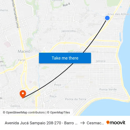 Avenida Jucá Sampaio 208-270 - Barro Duro Maceió - Al República Federativa Do Brasil to Cesmac - Campus IV map