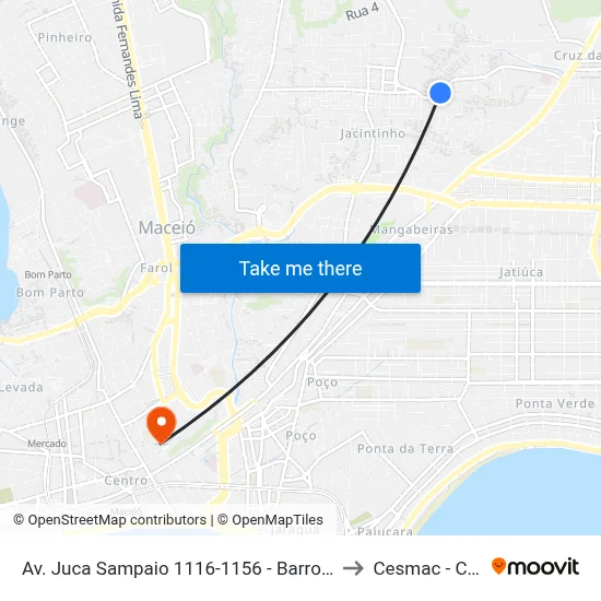 Av. Juca Sampaio 1116-1156 - Barro Duro Maceió - Al Brasil to Cesmac - Campus IV map