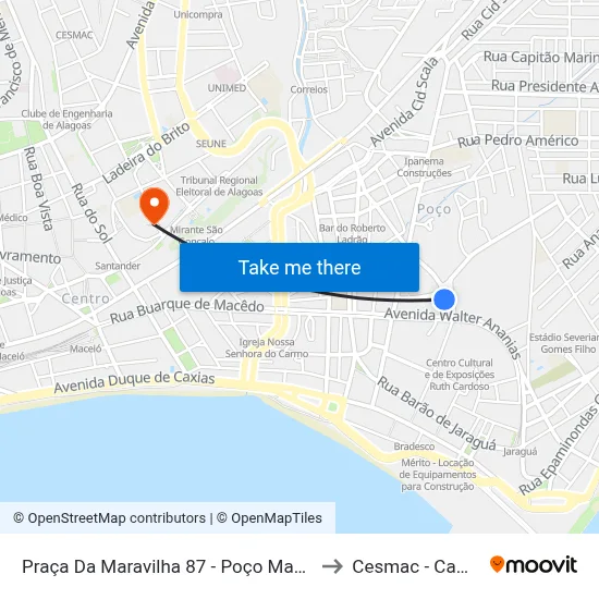Praça Da Maravilha 87 - Poço Maceió - Al Brasil to Cesmac - Campus IV map