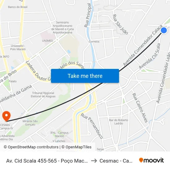 Av. Cid Scala 455-565 - Poço Maceió - Al Brasil to Cesmac - Campus IV map