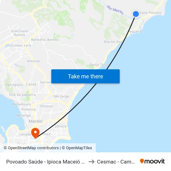 Povoado Saúde - Ipioca Maceió - Al Brazil to Cesmac - Campus IV map