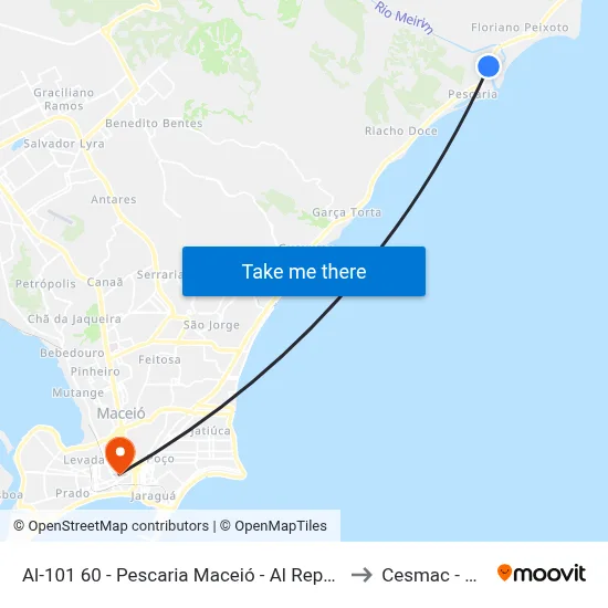 Al-101 60 - Pescaria Maceió - Al República Federativa Do Brasil to Cesmac - Campus IV map