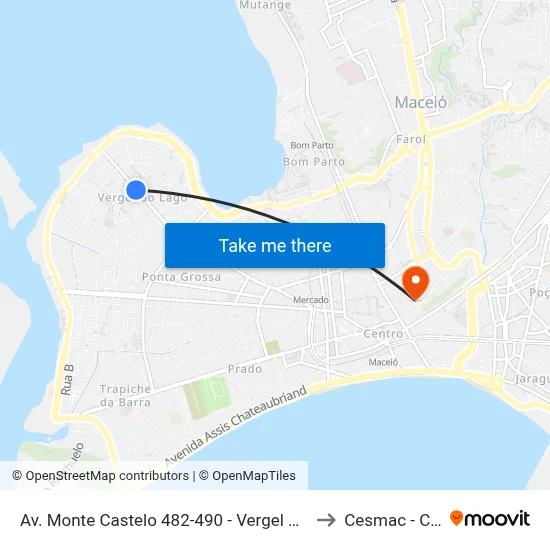 Av. Monte Castelo 482-490 - Vergel Do Lago Maceió - Al Brasil to Cesmac - Campus IV map
