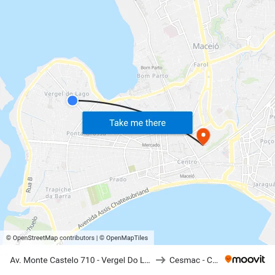 Av. Monte Castelo 710 - Vergel Do Lago Maceió - Al Brasil to Cesmac - Campus IV map