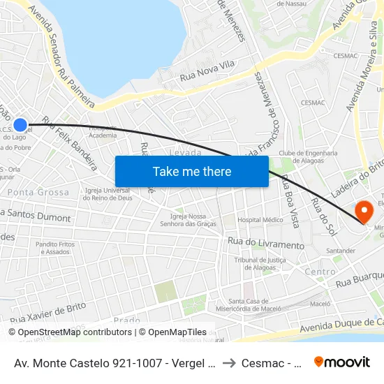 Av. Monte Castelo 921-1007 - Vergel Do Lago Maceió - Al Brasil to Cesmac - Campus IV map