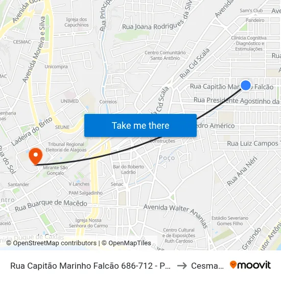 Rua Capitão Marinho Falcão 686-712 - Poço Maceió - Al 57025-260 República Federativa Do Brasil to Cesmac - Campus IV map