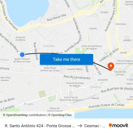 R. Santo Antônio 424 - Ponta Grossa Maceió - Al 57014-680 Brasil to Cesmac - Campus IV map