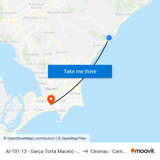 Al-101 13 - Garça Torta Maceió - Al Brasil to Cesmac - Campus IV map