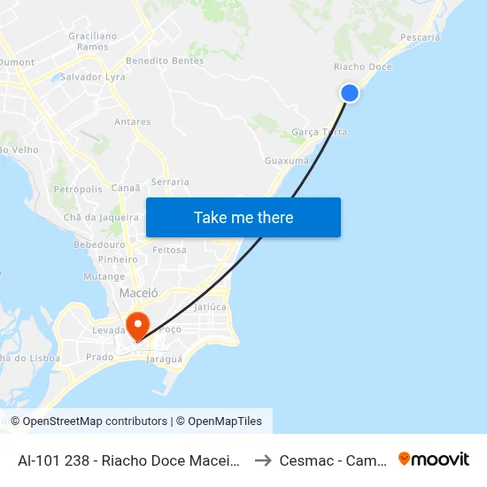 Al-101 238 - Riacho Doce Maceió - Al Brasil to Cesmac - Campus IV map