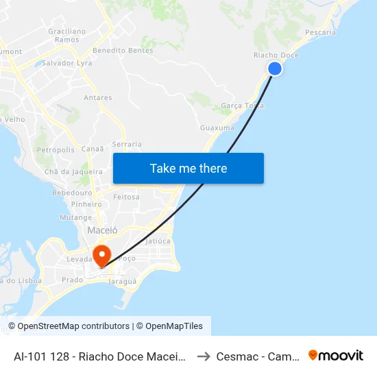 Al-101 128 - Riacho Doce Maceió - Al Brasil to Cesmac - Campus IV map