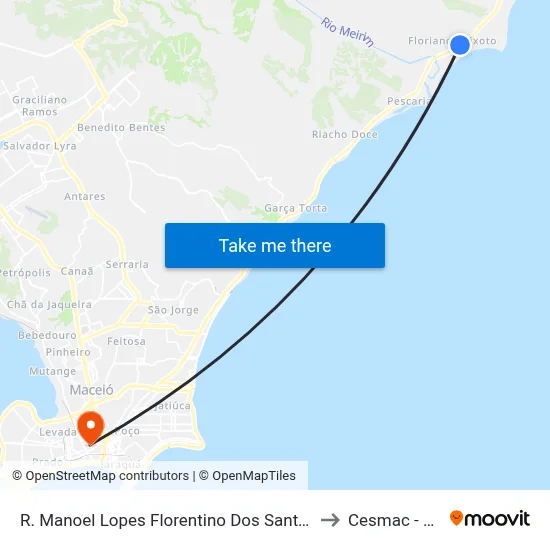 R. Manoel Lopes Florentino Dos Santos - Ipioca Maceió - Al Brasil to Cesmac - Campus IV map