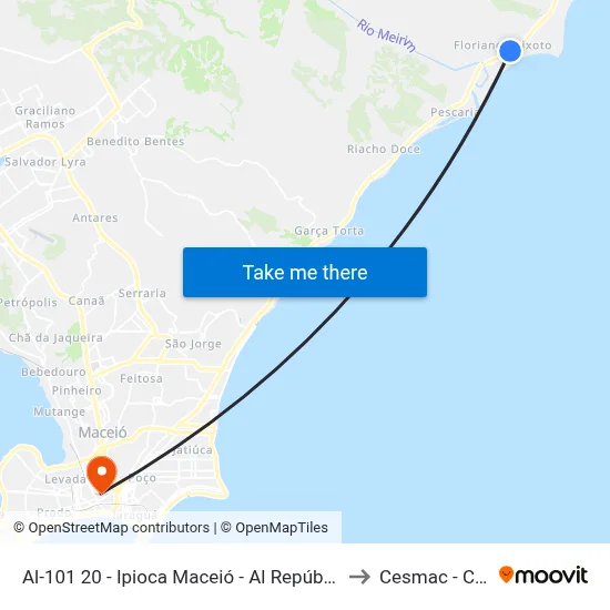 Al-101 20 - Ipioca Maceió - Al República Federativa Do Brasil to Cesmac - Campus IV map