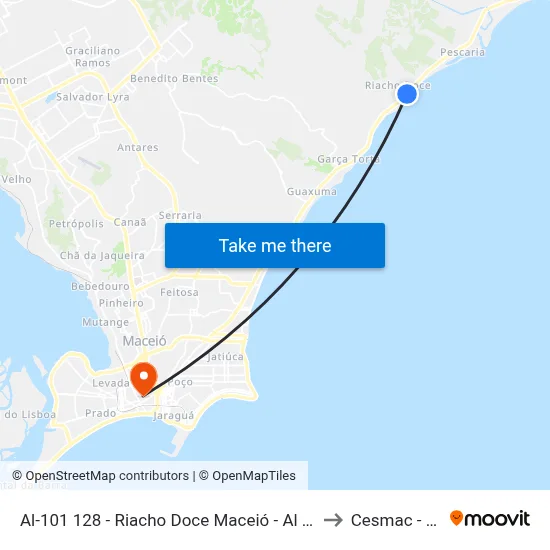 Al-101 128 - Riacho Doce Maceió - Al República Federativa Do Brasil to Cesmac - Campus IV map