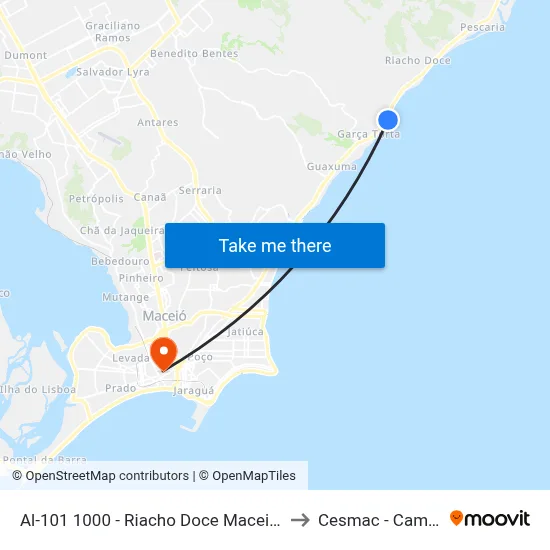 Al-101 1000 - Riacho Doce Maceió - Al Brasil to Cesmac - Campus IV map