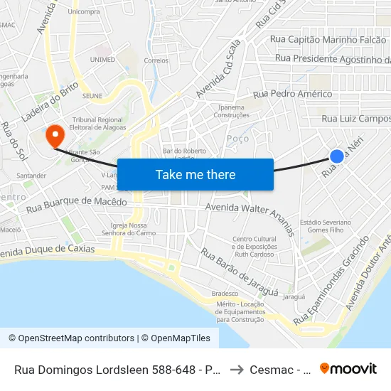Rua Domingos Lordsleen 588-648 - Ponta Da Terra Maceió - Al Brasil to Cesmac - Campus IV map