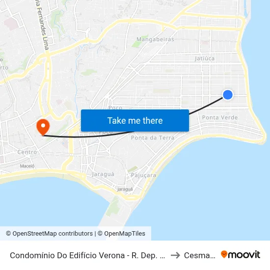Condomínio Do Edifício Verona - R. Dep. José Lages 350 - Ponta Verde Maceió - Al 57035-330 Brasil to Cesmac - Campus IV map