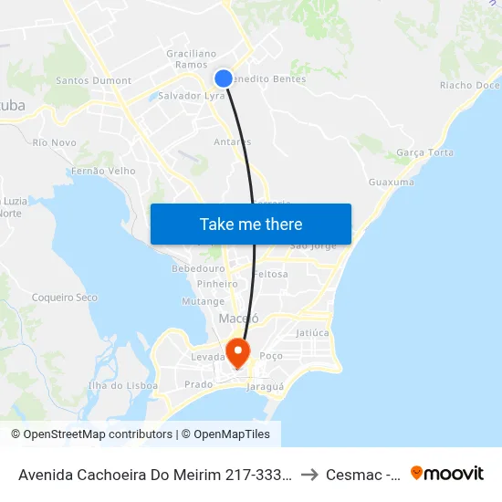 Avenida Cachoeira Do Meirim 217-333 - Benedito Bentes Maceió - Al Brasil to Cesmac - Campus IV map