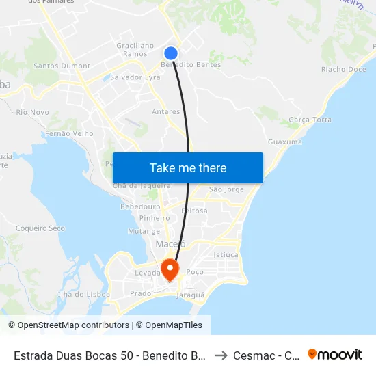 Estrada Duas Bocas 50 - Benedito Bentes Maceió - Al Brasil to Cesmac - Campus IV map