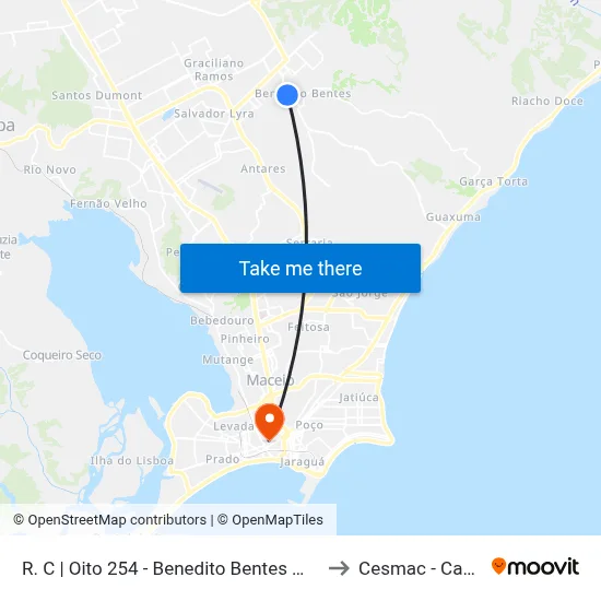 R. C | Oito 254 - Benedito Bentes Maceió - Al Brasil to Cesmac - Campus IV map