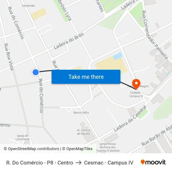 R. Do Comércio - P8 - Centro to Cesmac - Campus IV map