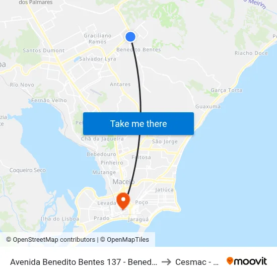 Avenida Benedito Bentes 137 - Benedito Bentes Maceió - Al Brazil to Cesmac - Campus IV map