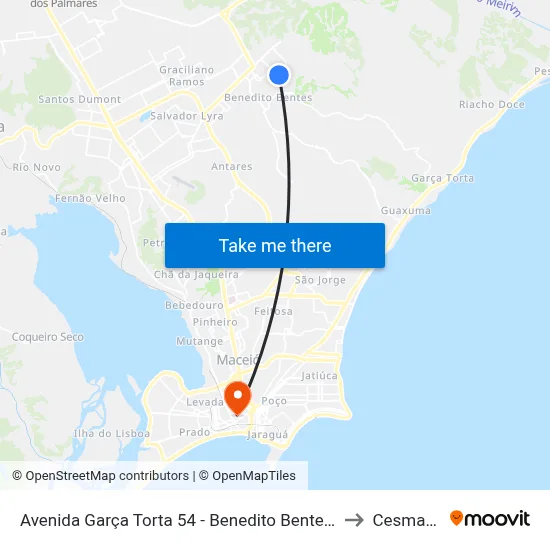 Avenida Garça Torta 54 - Benedito Bentes Maceió - Al 57084-615 República Federativa Do Brasil to Cesmac - Campus IV map