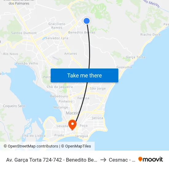 Av. Garça Torta 724-742 - Benedito Bentes Maceió - Al 57084-615 Brasil to Cesmac - Campus IV map